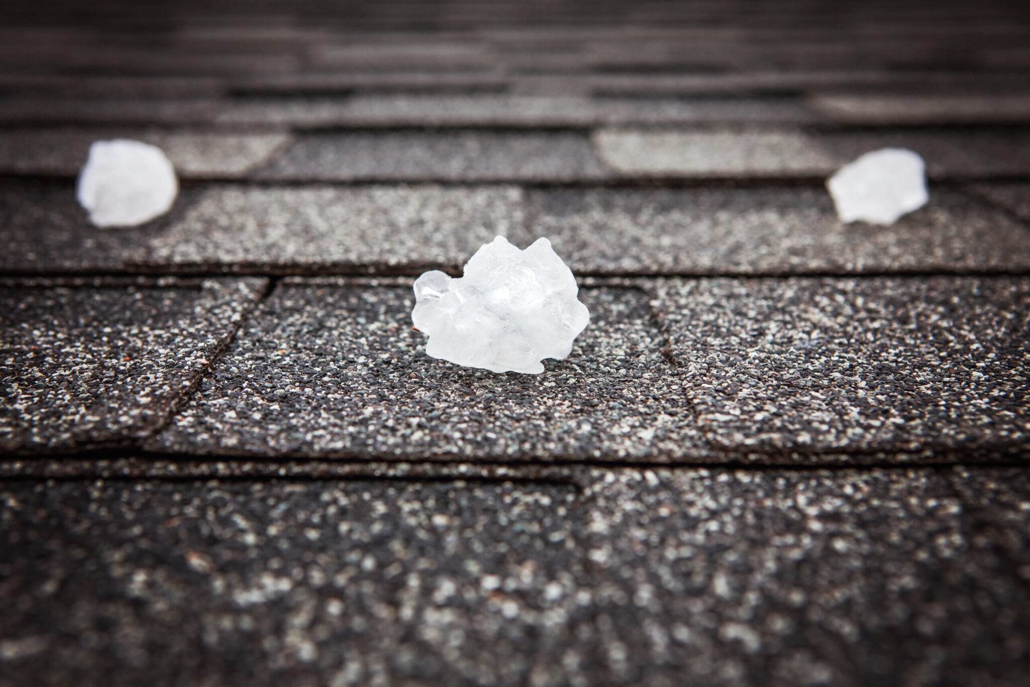 Hail on roof after hailstorm