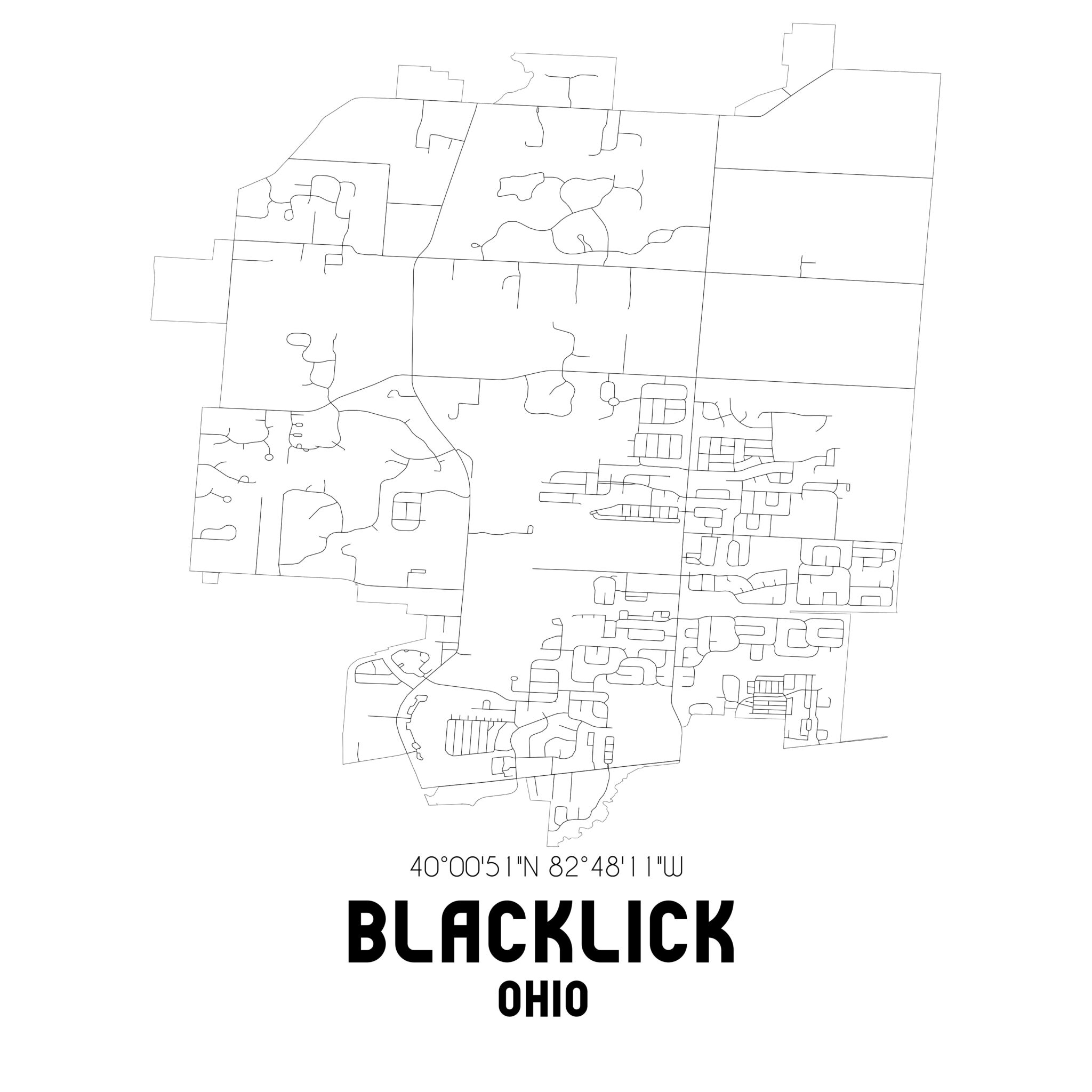Blacklick Ohio. US street map with black and white lines. Blacklick Ohio. US street map with black and white lines.