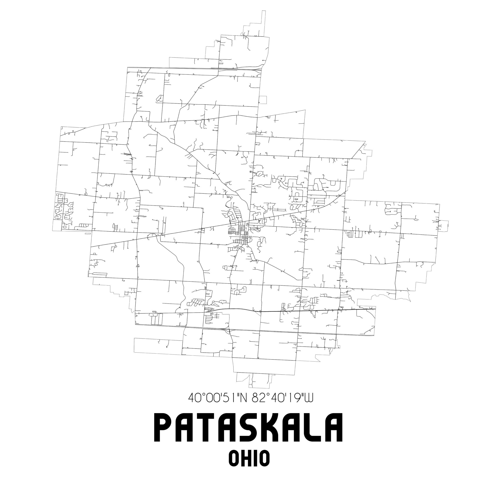 Pataskala Ohio. US street map with black and white lines. Pataskala Ohio. US street map with black and white lines.